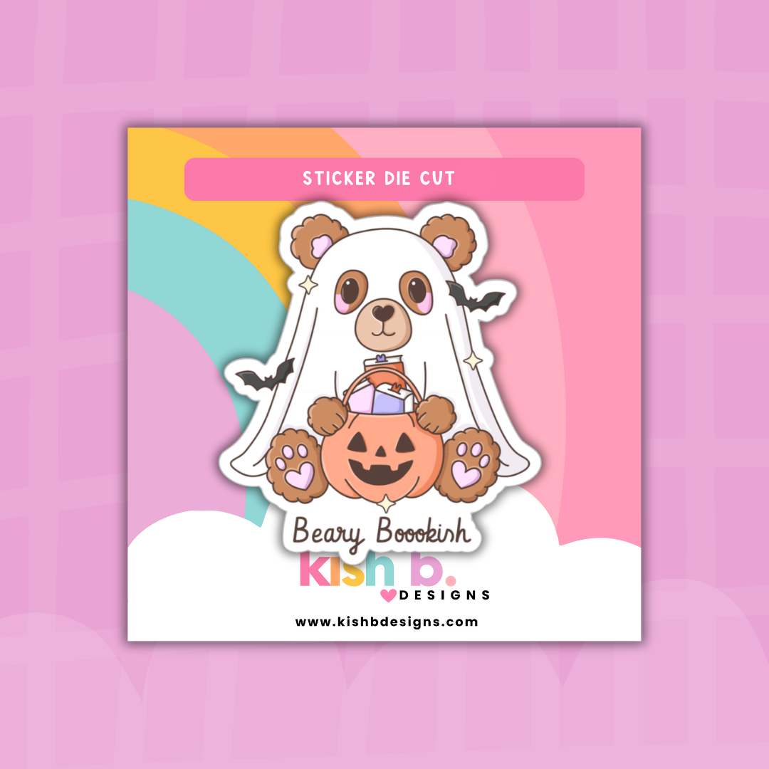 Beary Bookish Ghost Bear | Sticker Die Cut