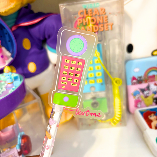 90's Transparent Landline Phone |Vinyl Sticker