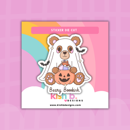 Beary Bookish Ghost Bear  | Sticker Die Cut